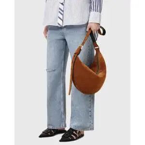 AllSaints Half Moon Large Suede Crossbody Bag